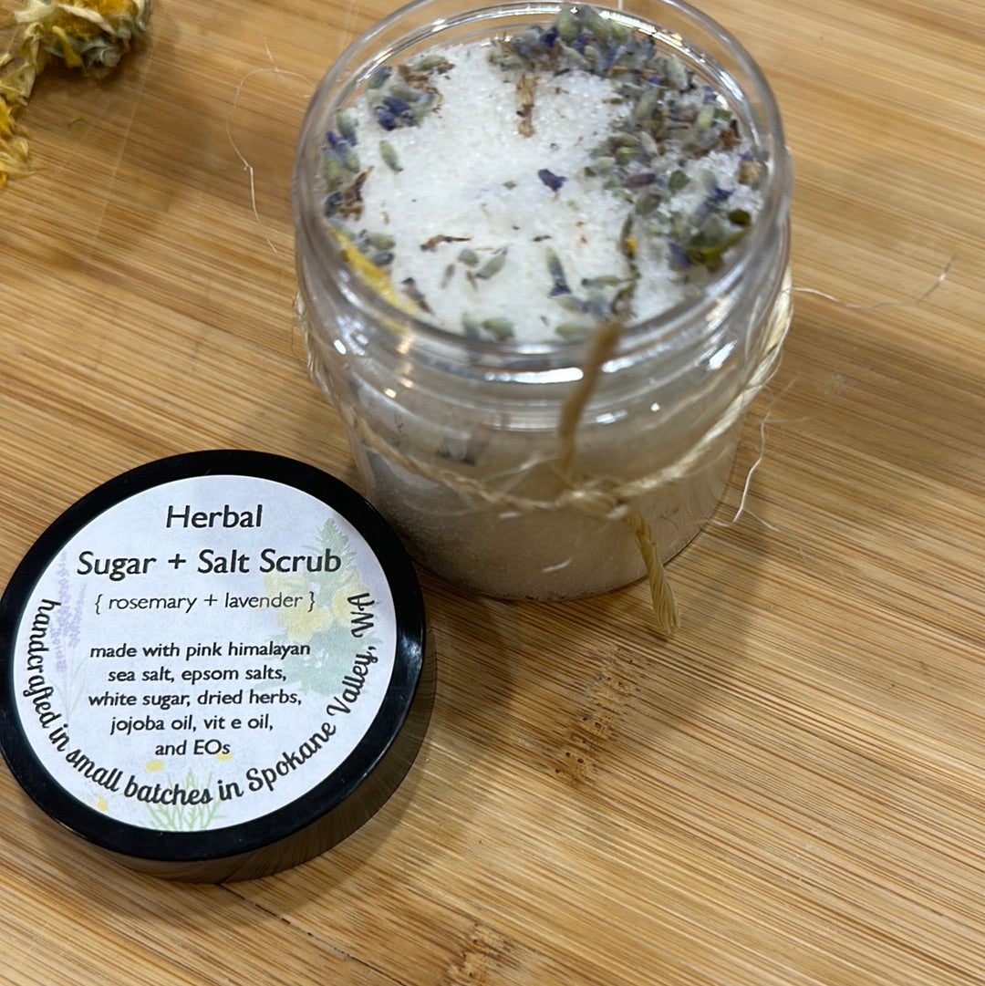 Herbal sugar salt scrub